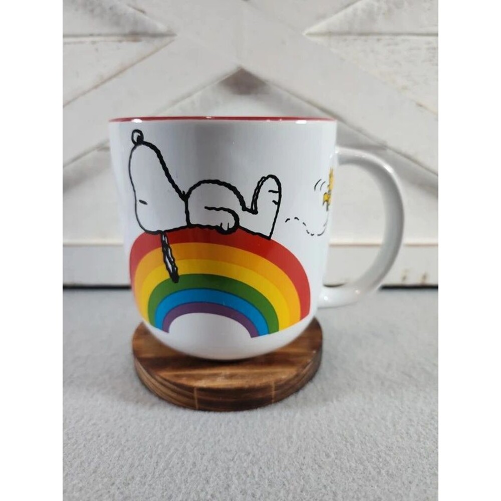 Peanuts Snoopy & Woodstock Rainbow LOVE Ceramic Coffee Mug 2021